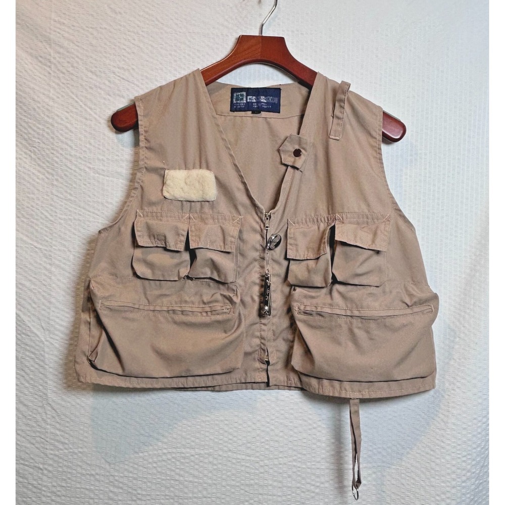 Vtg Kassnar Youth Lg Fly Fishing Vest 6 Pockets Fly Patch Orvis Retract Pal Clip